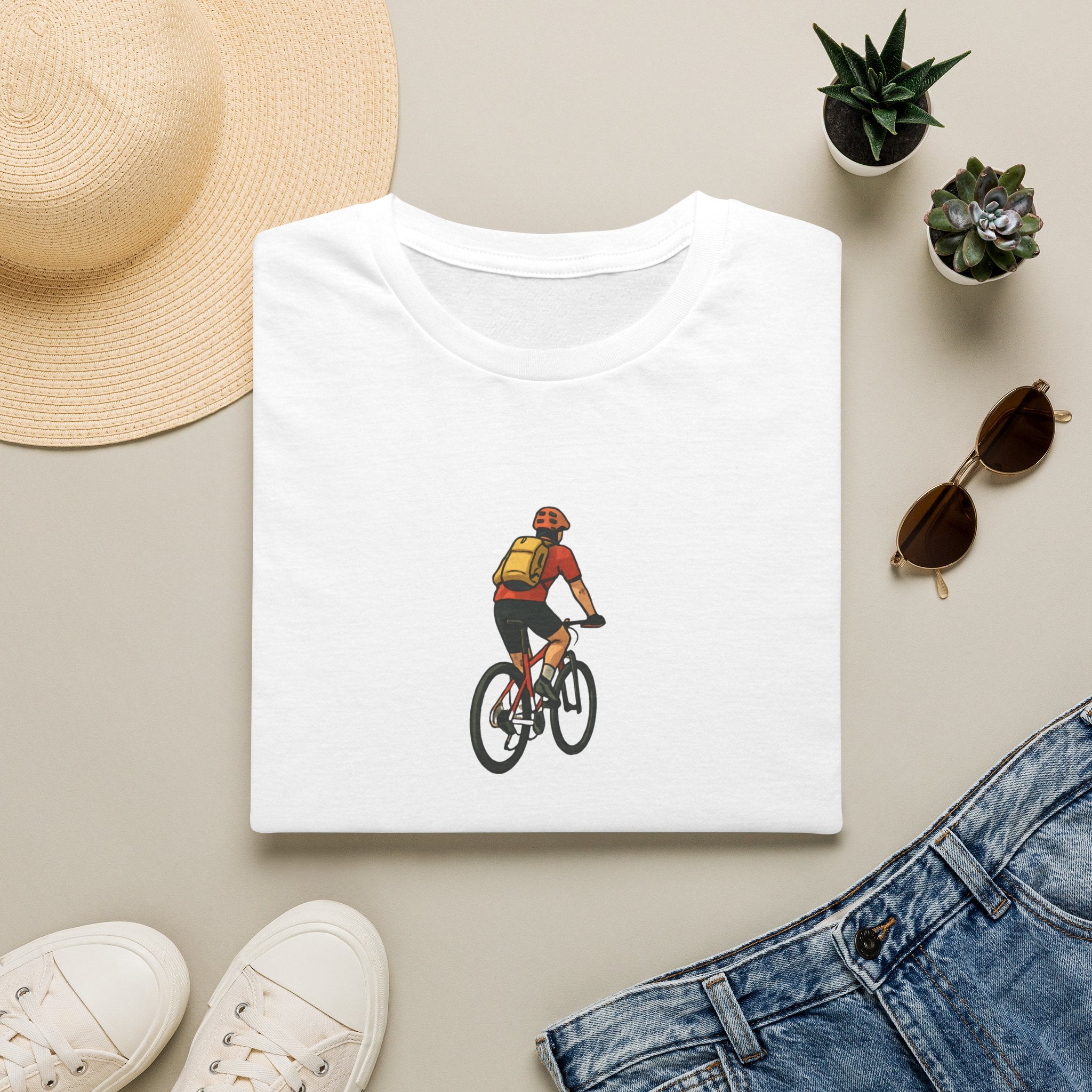 Cyclist with Backpack T-Shirt