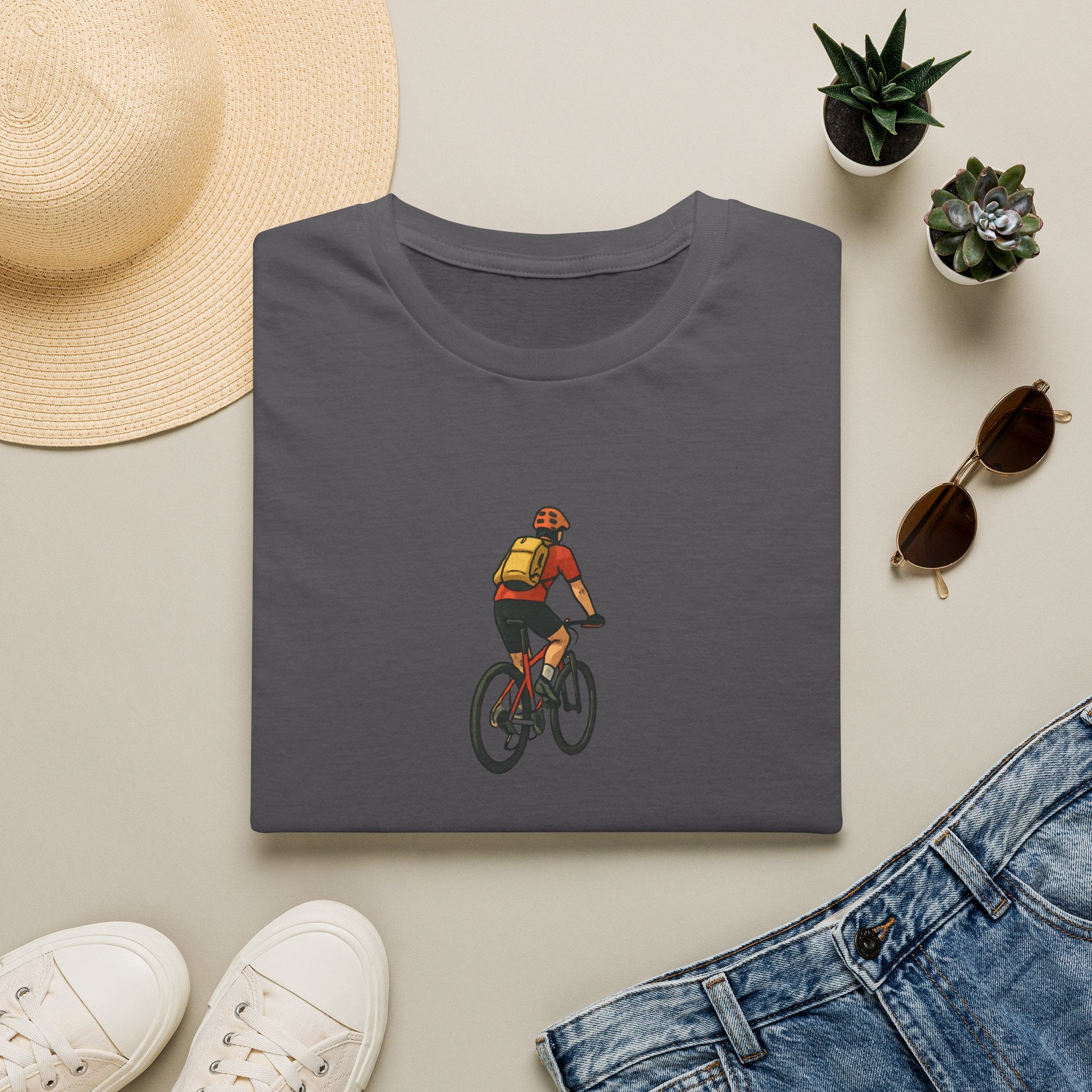 Cyclist with Backpack T-Shirt