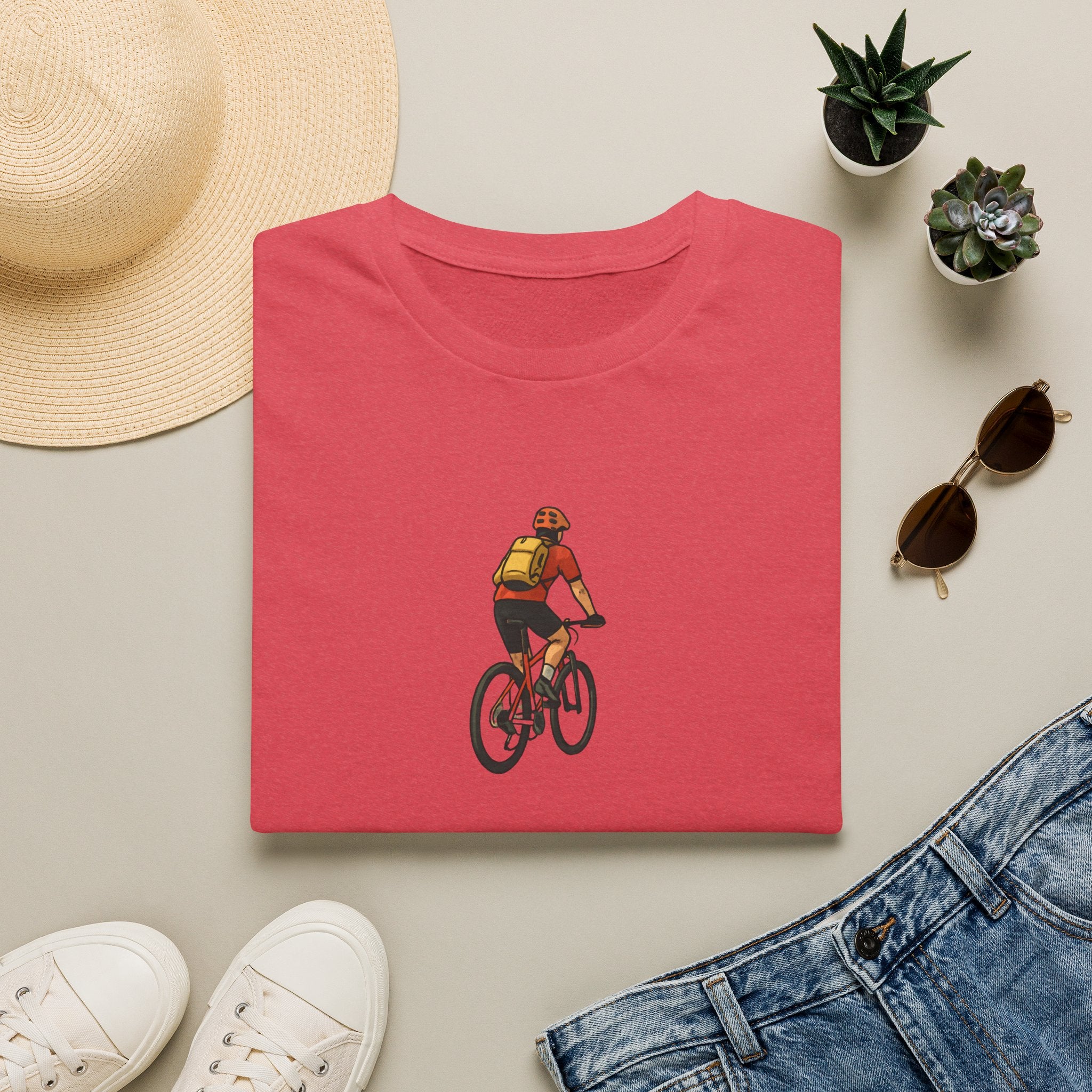 Cyclist with Backpack T-Shirt